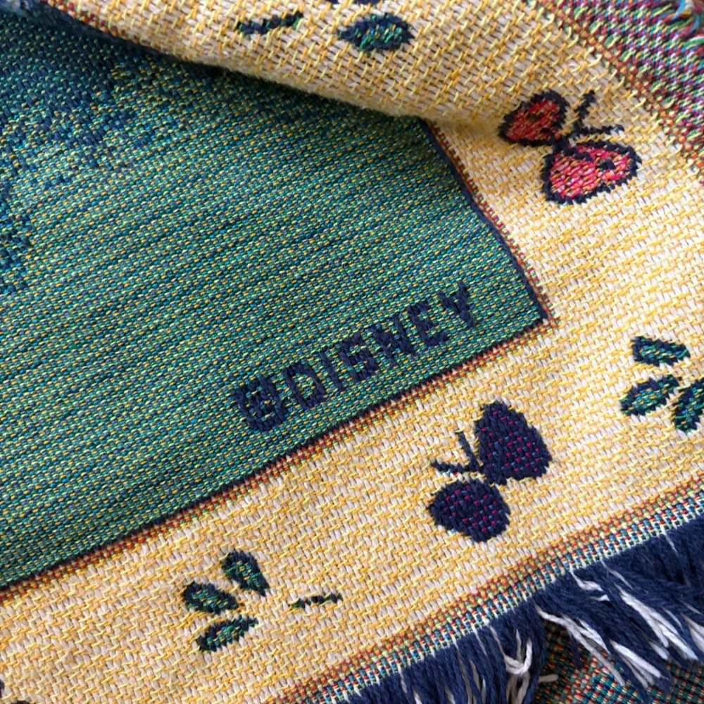 Vtg Disney Classic Pooh Woven Tapestry Throw Blanket Goodwin Weavers 44x68 USA